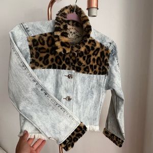 UNIQUE HANDMADE jeans /Animal print new Jacket